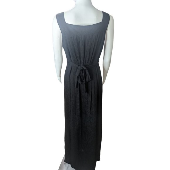 Jax Black Maxi Dress Beaded Boho Embellishments Flowy Tie Waist V Neck sz 10 - Picture 7 of 12
